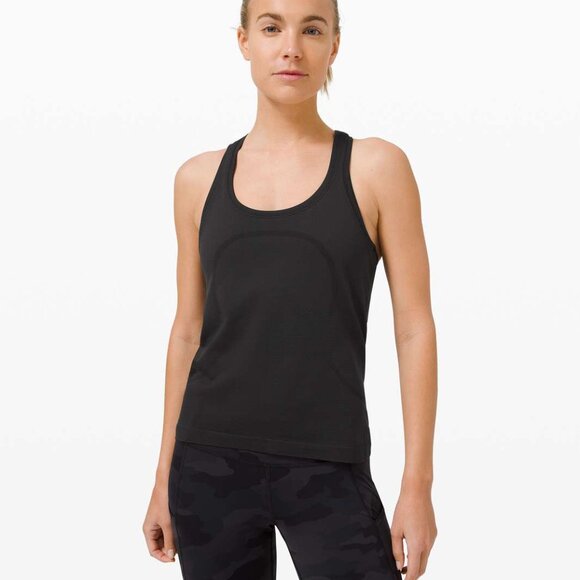 Lululemon cropped black swiftly tech tank top size 4 race length - Picture 1 of 4